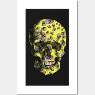 Happy Skull Random Pattern (Yellow) Posters and Art